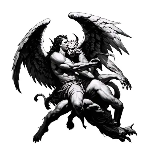 Angel Fighting Demon tattoo design idea