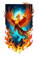 phoenix raising from ashes tattoo design idea