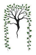 elder tree, holly tree, ivy tree branches tattoo design idea
