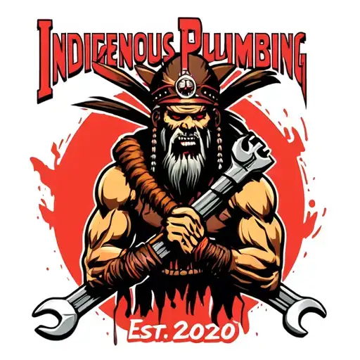 "Indigenous Plumbing Est. 2020" Zulu warrior holding wrench crossed tattoo design idea