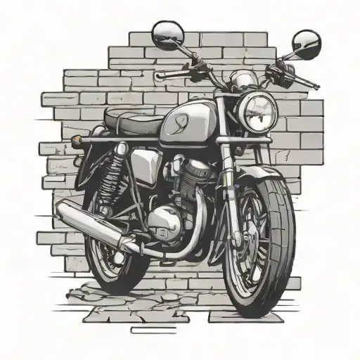 motorcycle going through a brick wall tattoo design idea