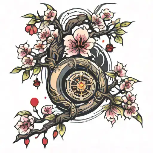 turbo Sakura cherry tree tattoo design idea