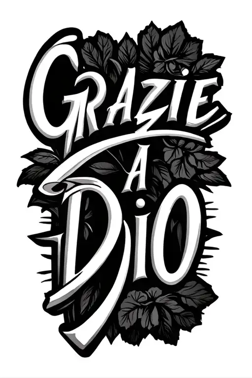 "GRAZIE A DIO" heartbeat line running freely tattoo design idea