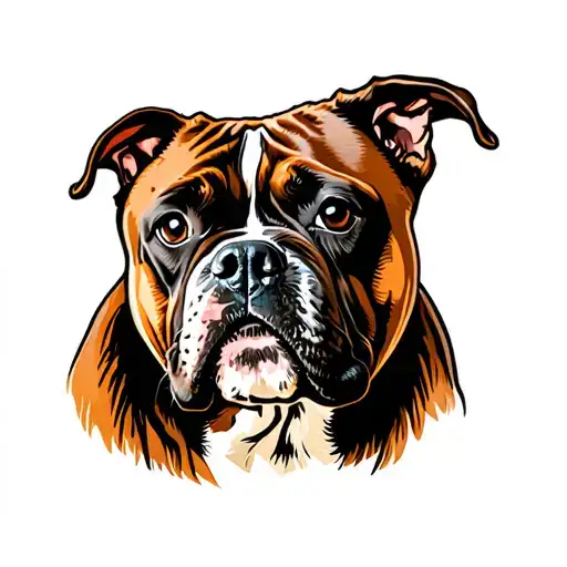 brindle boxer pit bull mix dog with long droopy ears tattoo design idea