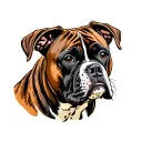 brindle boxer pit bull mix dog with long droopy ears tattoo design idea