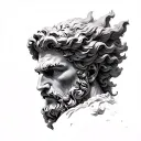 full sleeve Zeus mythologique réaliste, bras gauche, tattoo design idea