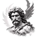 full sleeve Zeus mythologique réaliste, bras gauche, tattoo design idea