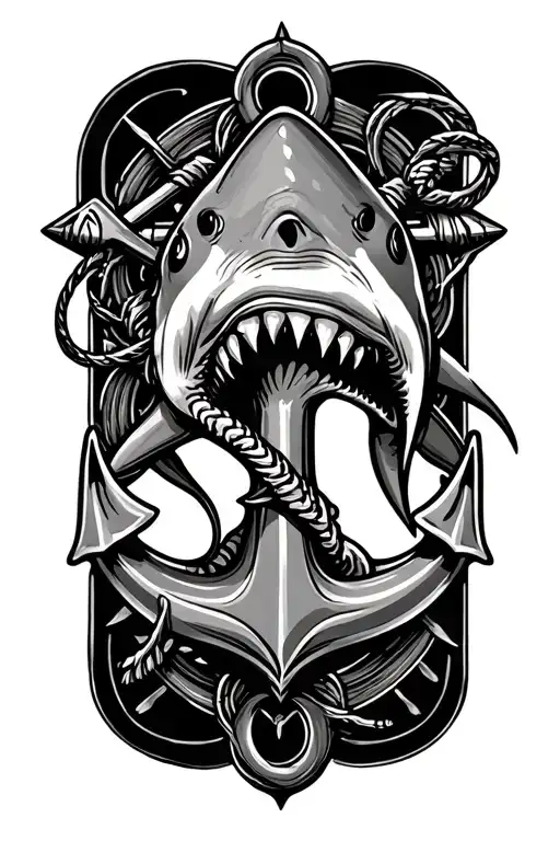 shark compas anchor  tattoo design idea