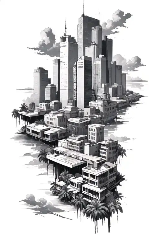 concrete jungle tattoo design idea