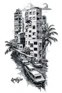 concrete jungle tattoo design idea