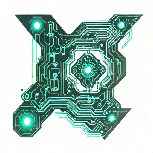 Two Turquoise Electronic Circuits tattoo design idea