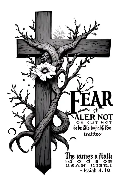 cross fear not Isaiah 41:10 tattoo design idea