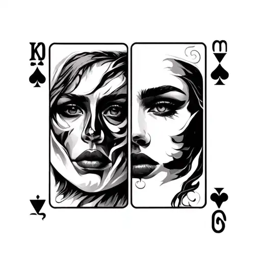 double face  cards tattoo design idea