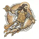 Jesus tattoo with a gladiator at the back tattoo design idea
