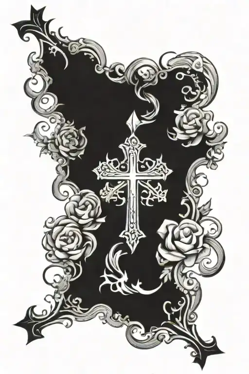 cross, spiritual principles 7 deadly sins tattoo design idea