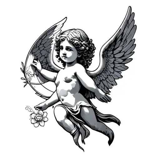 astrology adult in shape Cupid  tattoo design idea
