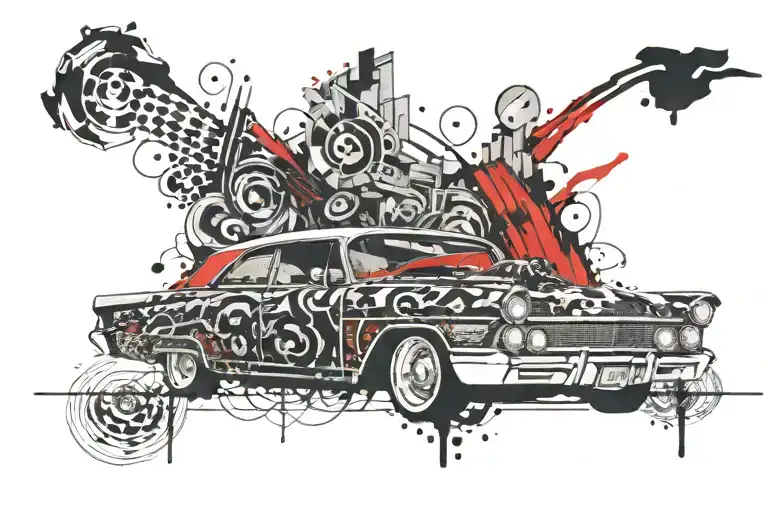 lowrider car tattoo design idea