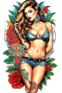 GANGSTER GIRL PINUP tattoo design idea