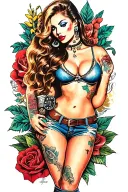 GANGSTER GIRL PINUP tattoo design idea