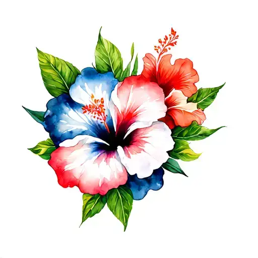 Panama flag hibiscus flower heart tattoo design idea