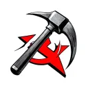 Hammer and sickle in a red star tattoo design idea