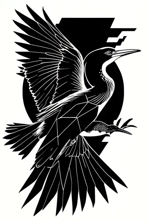 cormorant flying tattoo design idea