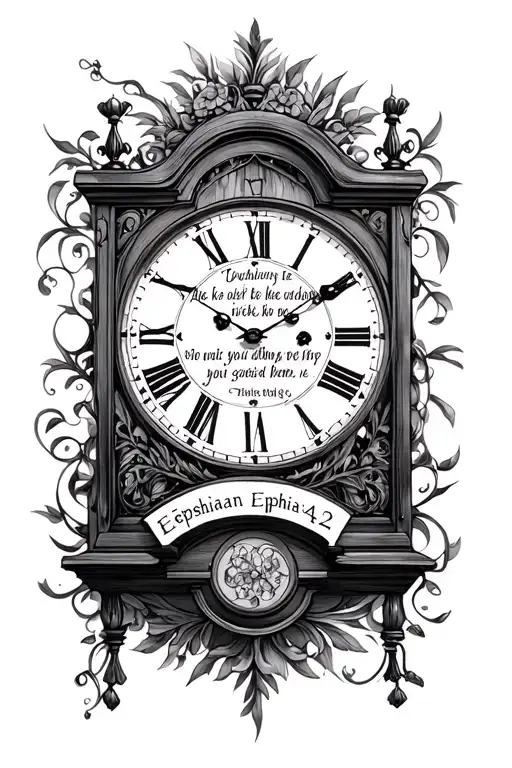 grandmother clock face with bible verse Ephesians 4:2 tattoo design idea