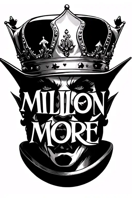 "A millon more" joker hat and queen crown tattoo design idea