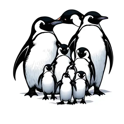 penguin family of 6 tattoo design idea