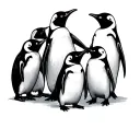 penguin family of 6 tattoo design idea