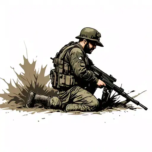 army canadian soldier kneeling tattoo design idea