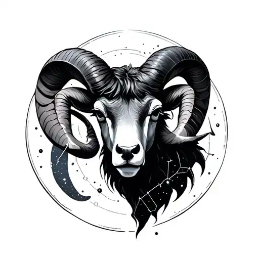 Aries constellation surrounded tattoo design idea