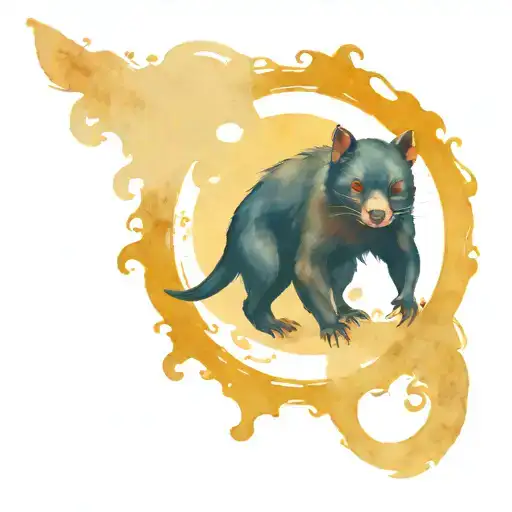tasmanian devil with halo slanted tattoo design idea