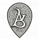 ampersand in a guitar pick tattoo design idea