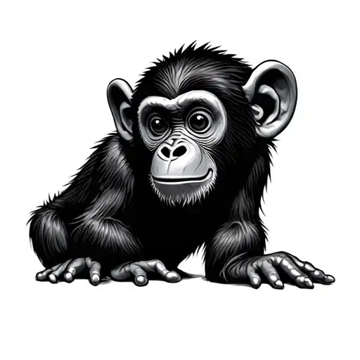 cute but kinda dark monkey tattoo design idea