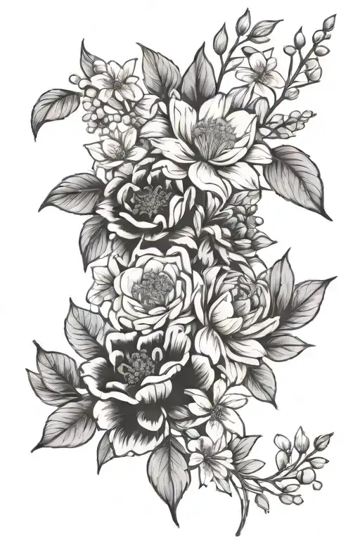 may june august september november birth flower bouquet tattoo design idea