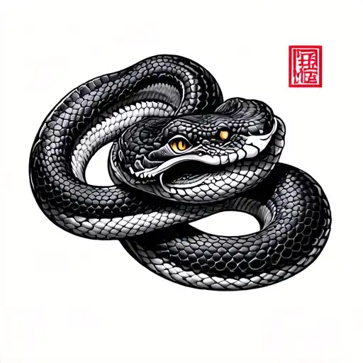 Japanese Snake tattoo design idea