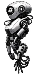 robotic with hydraulics and wiring tattoo design idea