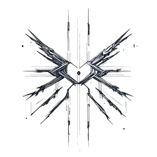 cybersigilism arm tattoo sharp edges cool spread no faces just design JUST LINES tattoo design idea