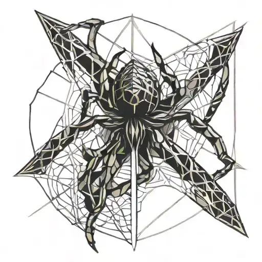 Spider clings to the sword tattoo design idea