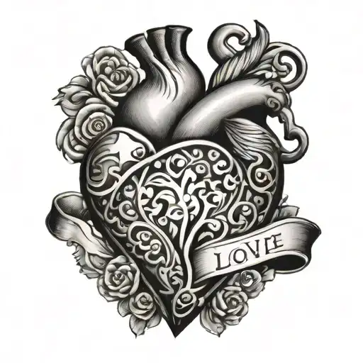 love heart  with bailey kohen eli in it tattoo design idea