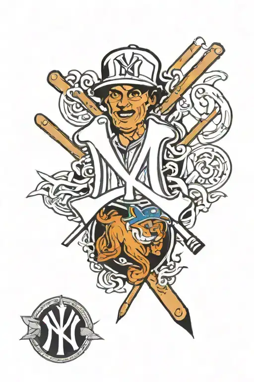New York Yankees logo surrounded tattoo design idea