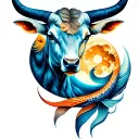 Taurus And Pisces and moon tattoo design idea