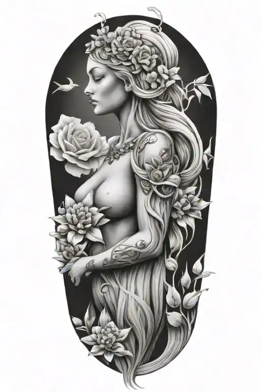 fortuna goddess hold my hand tattoo design idea