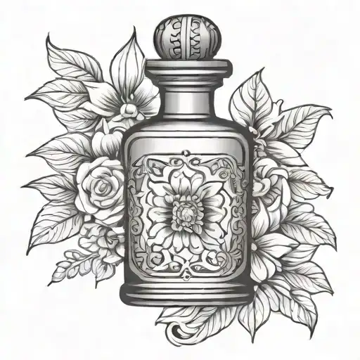 perfume jar tattoo design idea