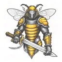 bee in armour holding a sword tattoo design idea