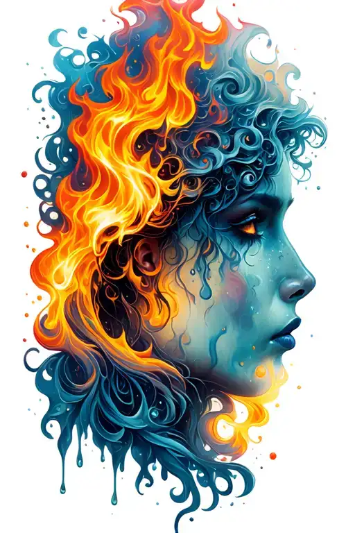 Fire and Rain tattoo design idea