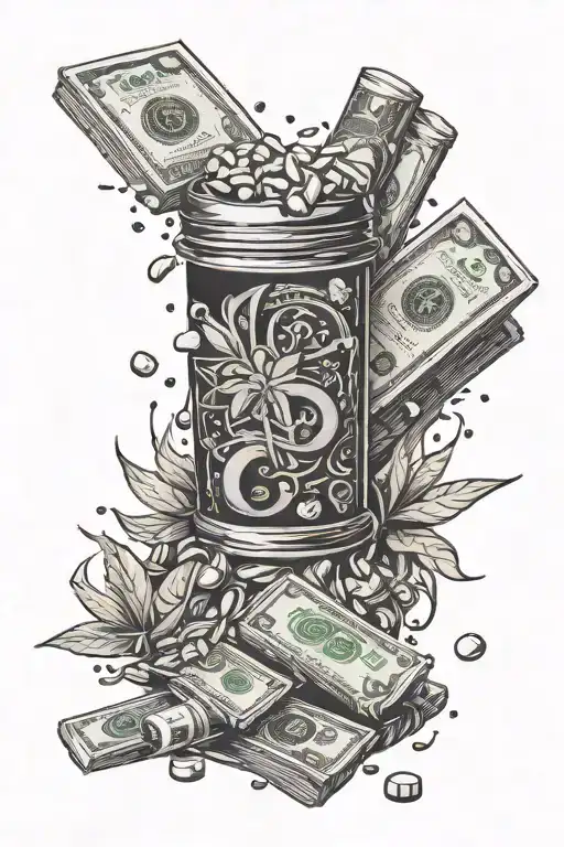 drugs money tattoo design idea
