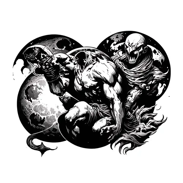 Atlas Carrying Lunar World tattoo design idea