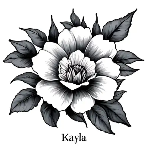 Kayla name with blossom flower intertwined representing tattoo design idea